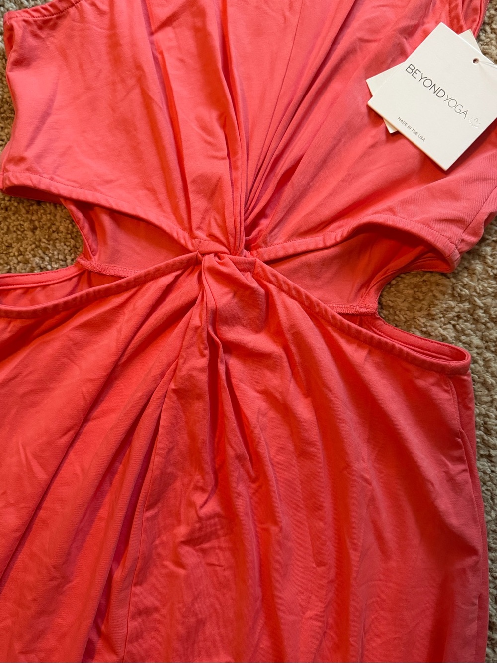 Beyond Yoga Coral Knot-Front Cutout Midi Dress Size L NWT - Picture 3 of 5